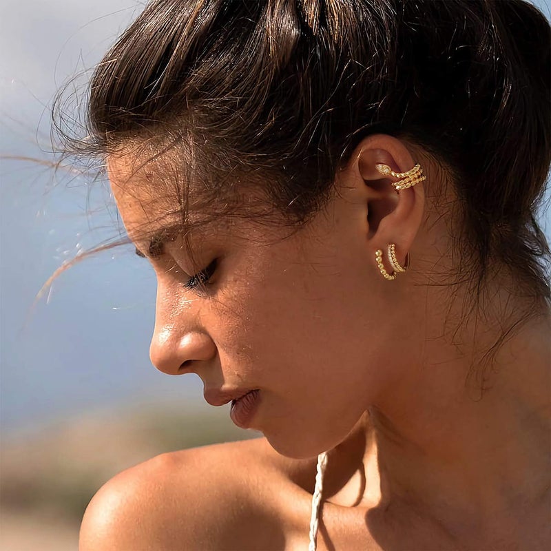 MYEARS Women Ear Cuff Earring Gold Non Pierced Ear Cartilage Clip on Wrap Hoop 14K Gold Filled Tiny Boho Beach Simple Minimalist Delicate Handmade Hypoallergenic Jewelry Gift-Sold as Single/Pair - Image 2